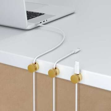 GCDS Home Cable Cord Organizer Holder, Durable Self-Adhesive, Cable Management, Design for Desk, Nig...