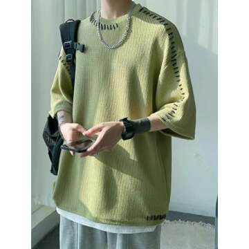 Comfortable OYOANGLE Men's Oversized T-Shirt in Green