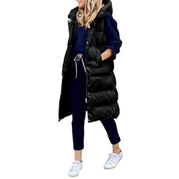 Inorin Womens Down Vest with Stand Collar Sleeveless Thick Hooded Sleeveless Winter OutwearLong Coat...