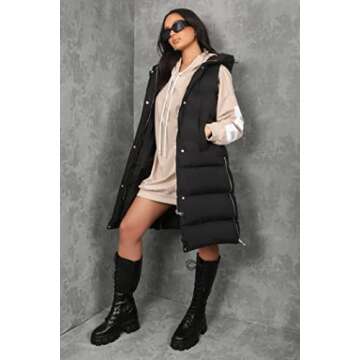 Inorin Womens Down Vest with Stand Collar Sleeveless Thick Hooded Sleeveless Winter OutwearLong Coats Jacket