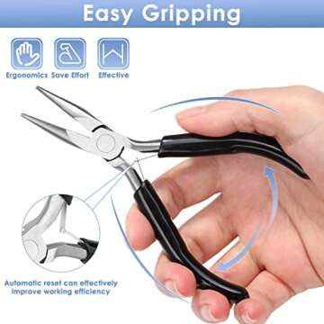 Billbotk Chain Nose Pliers For Jewelry Making, Flat Nose Jewelry Pliers, Craft Pliers For Jewelry Making