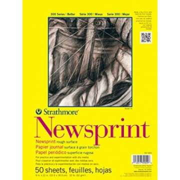 Strathmore 300 Series Newsprint Paper Pad, Tape Bound, 24x36 inches, 50 Sheets (32lb/52g) - Art Paper for Adults and Students - Practice Sketching with Charcoal, Graphite and Pencil