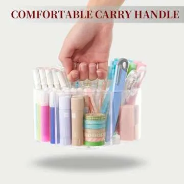 Youbetia Acrylic Large Pen Organizer for Desk - 360° Rotating Marker Organizer Pen Holder Pencil Organizer, Art Supply Storage Organizer, Art Caddy for Crayon Marker School Office Stationary, Clear