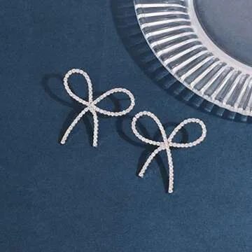 Elegant Bow Earrings for Women - Stylish Silver Plated Gift