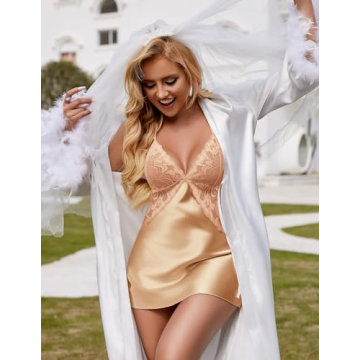 Avidlove Women Satin Chemise Nightgown Lace Teddy