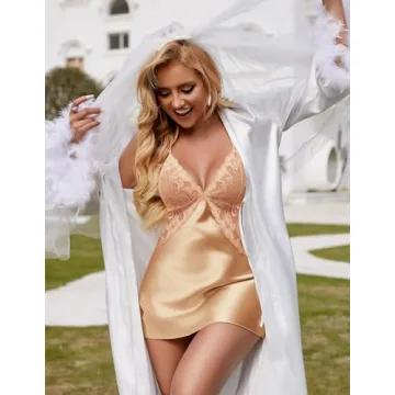 Avidlove Women Satin Chemise Nightgown Lace Teddy