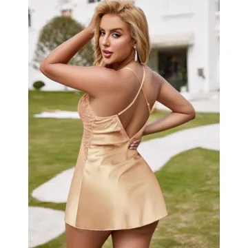 Avidlove Women Satin Chemise Nightgown Lace Teddy