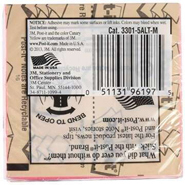 Post-it Pop-up Notes, 3x3 in, 5 Pads, America's #1 Favorite Sticky Notes, Assorted Colors, Clean Removal, Recyclable (3301-5ALT-M)