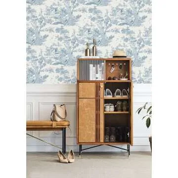 CiCiwind Peel and Stick Wallpaper Blue and White Wallpaper Toile Removable Self-Adhesive Wallpaper for Bedroom Bathroom Vintage Contact Paper for Walls Covering 16In×78.7In