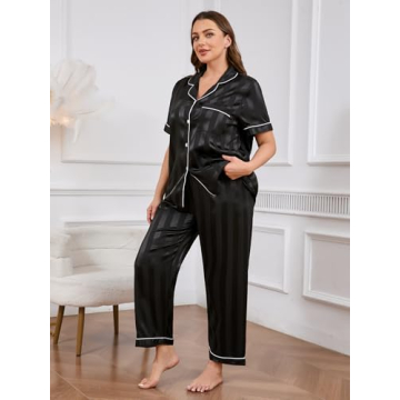OYOANGLE Plus Size Satin Pajama Set for Ultimate Comfort