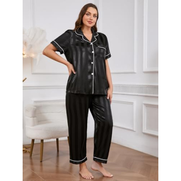 OYOANGLE Plus Size Satin Pajama Set for Ultimate Comfort
