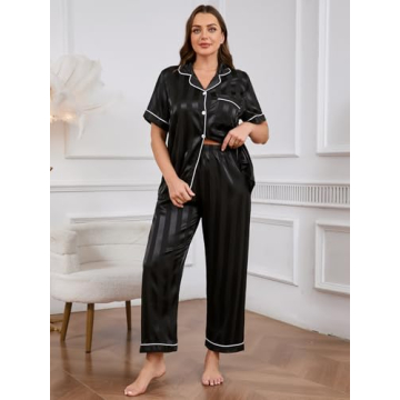 OYOANGLE Plus Size Satin Pajama Set for Ultimate Comfort