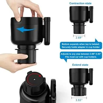 Accmor Universal Car Cup Holder Expander Adapter with Adjustable Base, 2-in-1 Car Cup Holder Expander Organizer Compatible with Hydro Flasks 32/40oz, Yeti 14/24/36/46oz, Large Bottles in 2.2" -3.9"