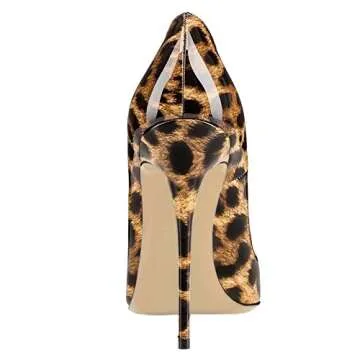 COLETER Women's Sexy Pointed Toe High Heels, 4.72 inch Patent Pumps for Celebrations