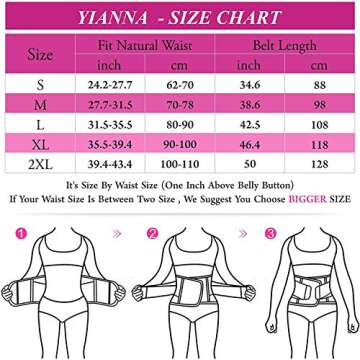 YIANNA Women Waist Trainer Belt - Slimming Sauna Waist Trimmer Belly Band Sweat Sports Girdle Belt Weight loss, YA8002-Rose-L