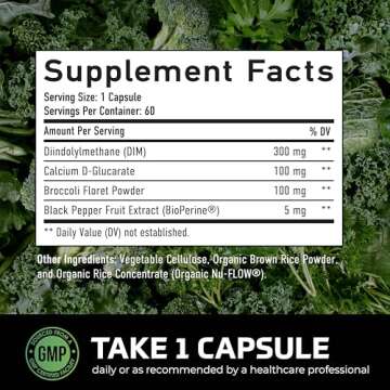 DIM 300mg For Men, Estrogen Blocker & Aromatase Inhibitor | Extra Strength Men’s Hormone Balance & Wellness Support Supplement with Diindolylmethane Plus CDG & Sulforaphane | Gluten-Free | 60 Ct.