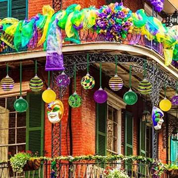 16Pcs Shatterproof Mardi Gras Ball Ornaments