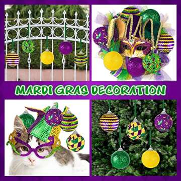 16Pcs Shatterproof Mardi Gras Ball Ornaments