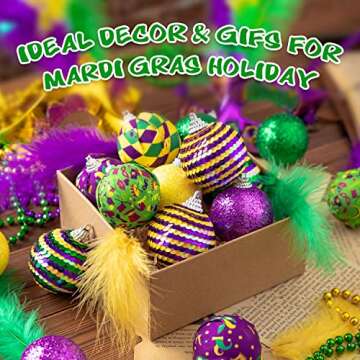 16Pcs Shatterproof Mardi Gras Ball Ornaments