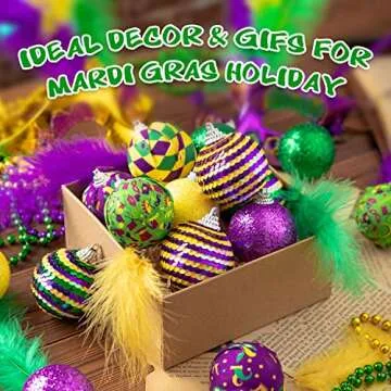 16Pcs Shatterproof Mardi Gras Ball Ornaments