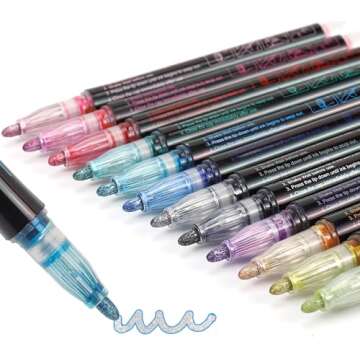 Shimmer Outline Markers Doodle Outline Pens:12 Glitter Pens Outliner Set Christmas Stocking Stuffers...