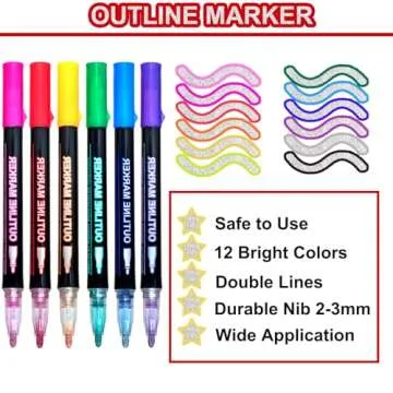 12 Shimmer Outline Markers for Creative Fun and Crafts