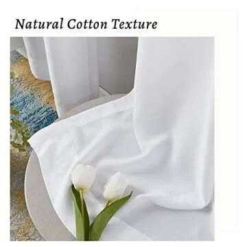 Melodieux White Velvety Semi Sheer Curtains 84 Inches Long for Bedroom, Living Room Elegant Soft Texture Rod Pocket Voile Drapes, 52 by 84 Inch (2 Panels)