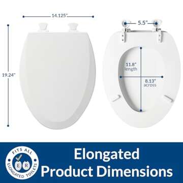 Bemis 1500EC 464 Dresden Blue Elongated Molded Wood Toilet Seat with Easy-Clean & Change Hinge, 1 Pack