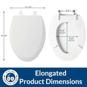 Bemis 1500EC 464 Dresden Blue Elongated Molded Wood Toilet Seat with Easy-Clean & Change Hinge, 1 Pack