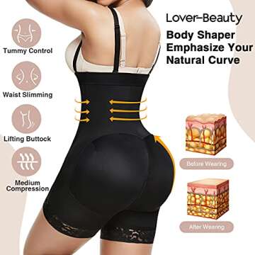 Lover-Beauty Shapewear for Women Tummy Control Body Shaper Butt Lifter Thigh Slimmer Faja Plus Size ...