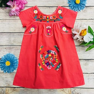 Traditional Mexican Girl Embroidered Dress - Size 4