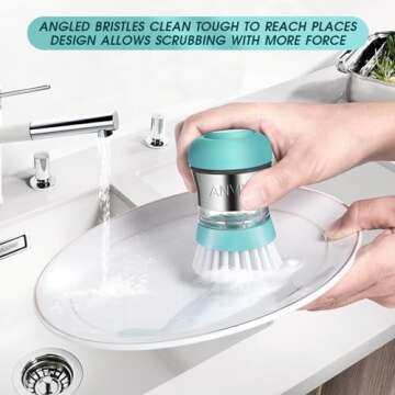 ANVIX Soap Dispensing Palm Brush – Ergonomic Scrub Brush with Handle – Heavy-Duty Dish Scrubber ...