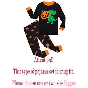 KikizYe Halloween Pajamas Little Boys Girls Pumpkin Sleepwear Kids Long Sleeve Pjs Size 7
