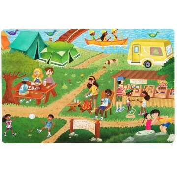 Upbounders Camping Outdoors Jumbo Puzzle - 48 Large Pieces for Ages 4+ - Multicultural Fun