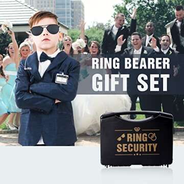 Keymall Ring Bearer Wedding Ring Security Box Include Special Agent ID Card Shades Ring Box For Kids Ring Bearer Proposal Gift (Set A)