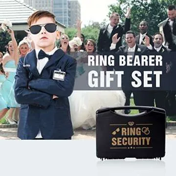 Keymall Ring Bearer Wedding Ring Security Box Include Special Agent ID Card Shades Ring Box For Kids Ring Bearer Proposal Gift (Set A)