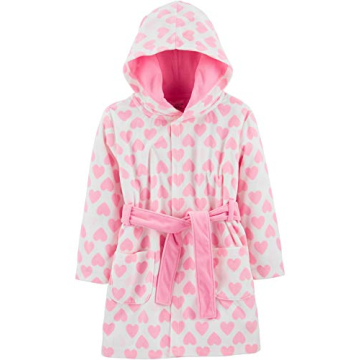 Simple Joys by Carter's Toddler Girls' Hooded Sleeper Robe, Pink Hearts, 4-5T