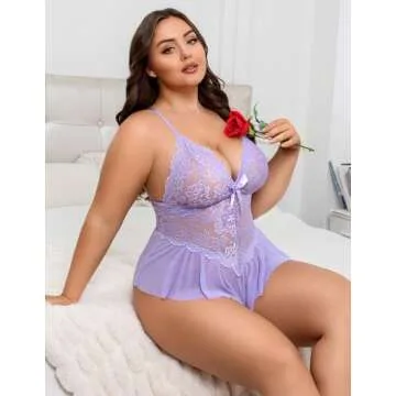 Avidlove Plus Size Lace Bodysuit for Women Sexy Sleepwear