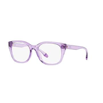 A|X ARMANI EXCHANGE Women's AX3099U Universal Fit Square Prescription Eyewear Frames, Shiny Transpar...