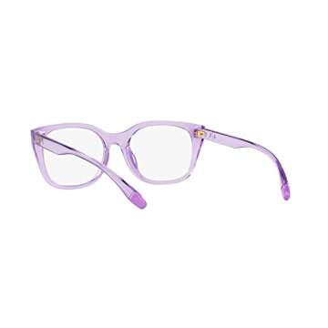 A|X ARMANI EXCHANGE Women's AX3099U Universal Fit Square Prescription Eyewear Frames, Shiny Transparent Purple/Demo Lens, 53 mm