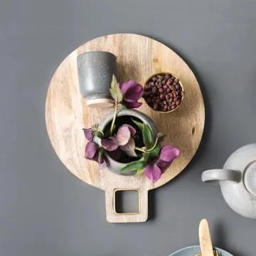 Mango Wood Cheese & Cutting Board with Brass Handle