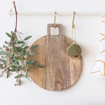 Mango Wood Cheese & Cutting Board with Brass Handle