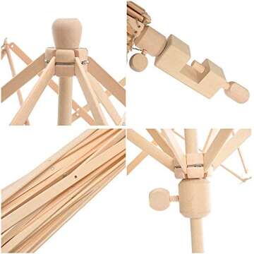 Wooden Umbrella Swift Yarn Winder - Perfect Yarn Holder for All