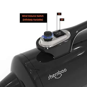 shernbao Dog Dryer High Velocity Professional Dog Pet Grooming Hair Drying Force Dryer Blower 6.0HP (DHD-2400T) (6.0HP, Jet Black)