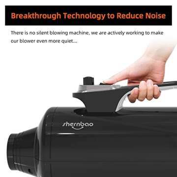 shernbao Dog Dryer High Velocity Professional Dog Pet Grooming Hair Drying Force Dryer Blower 6.0HP (DHD-2400T) (6.0HP, Jet Black)