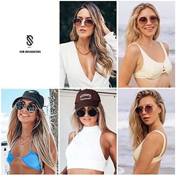 SOJOS Sunglasses for Women Men Classic Retro Polygon Shades UV400 SJ1128,Gold/Brown