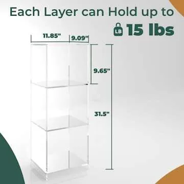 invisibiliter Acrylic Bookcase - Stylish 3-Tier Clear Shelf