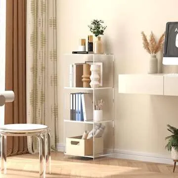 invisibiliter Acrylic Bookcase - Stylish 3-Tier Clear Shelf