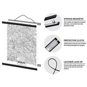 34x22 34x23 34x24 Poster Frame, Magnetic Light Wood Wooden Frame Hanger for Photo Picutre Canvas Artwork Art Print Wall Hanging (1 Pack, 34", Black)