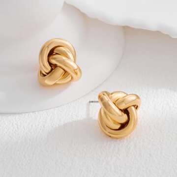 AOLIMI Gold Love Knot Stud Earrings for Women Cute Knot Earrings Hypoallergenic Earrings Jewelry